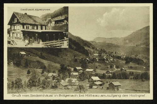 Gruß vom Beckenhäusl' in Bolgenach bei Hittisau am Aufgang des Hochgraf : Gasthaus Alpenrose