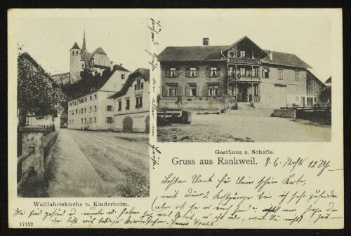 Gruss aus Rankweil : Wallfahrtskirche u. Kinderheim : Gasthaus z. Schäfle