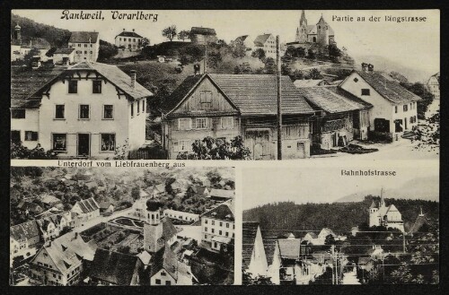 Rankweil, Vorarlberg : Partie an der Ringstraße : Unterdorf vom Liebfrauenberg aus : Bahnhofstrasse
