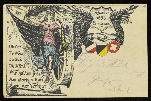 Reunion 1898 Bregenz : Ob Ost, Ob West, Ob Süd, Ob Nord, Wir halten fest Am starken Hort Hoch der Verkehr