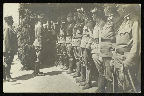 [Kaiser Karl I. und Kaiserin Zita in Bregenz, Ankunft am Bregenzer Bahnhof und Vorstellung von Persönlichkeiten] 
