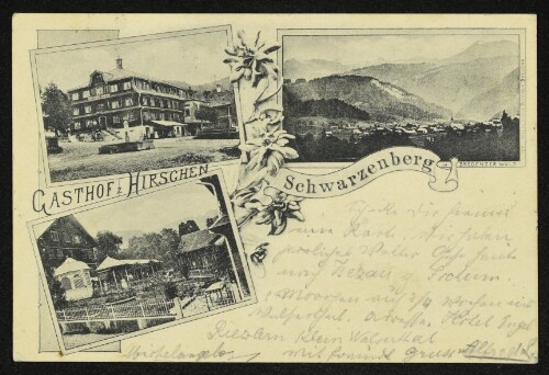 Gasthof z. Hirschen Schwarzenberg : Im Bregenzer Wald : [Correspondenz