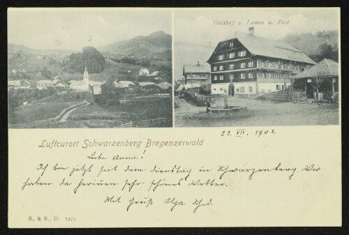 Luftcurort Schwarzenberg Bregenzerwald : Gasthof z. Lamm u. Post