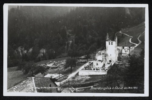 Brandunglück in Ebnit am 30.6.1927