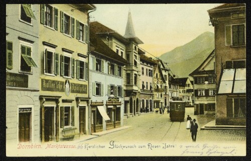 Dornbirn. Marktstrasse. Herzlichen Glückwunsch zum Neuen Jahre!