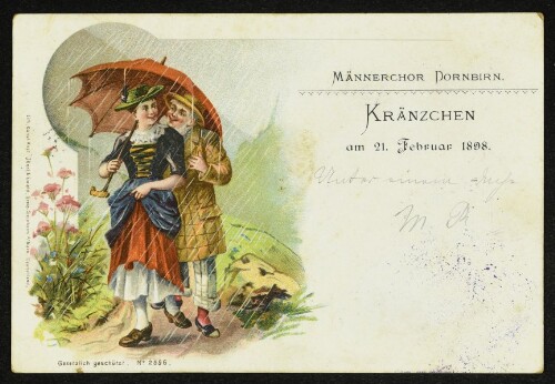 Männerchor Dornbirn. Kränzchen am 21. Februar 1898