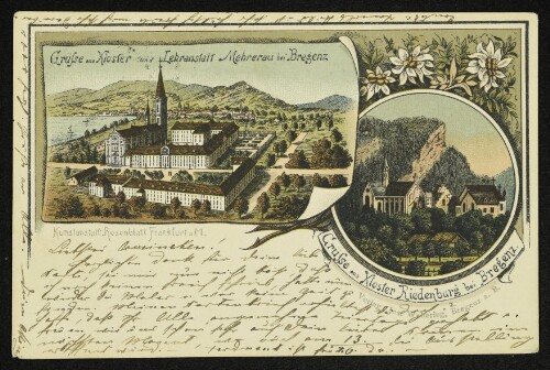Grüsse aus Kloster und Lehranstalt Mehrerau bei Bregenz ; Grüsse aus Kloster Riedenburg bei Bregenz