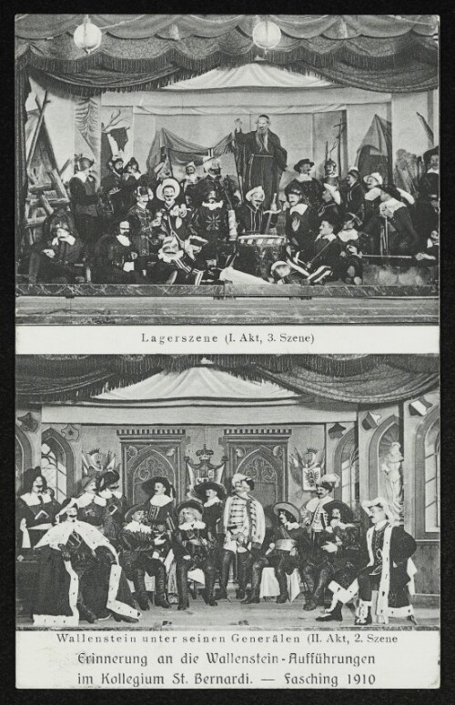 Erinnerung an die Wallenstein-Aufführungen im Kollegium St. Bernardi - Fasching 1910