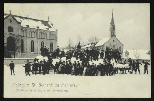  Collegium St. Bernardi zu Mehrerau : Zöglinge beim Bau einer Schneeburg
