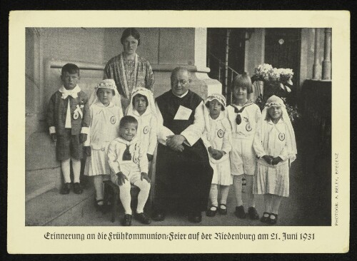 Erinnerung an die Frühkommunion-Feier auf der Riedenburg am 21. Juni 1931