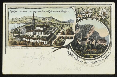 Grüße aus Kloster und Lehranstalt Mehrerau bei Bregenz ; Grüße aus Kloster Riedenburg bei Bregenz