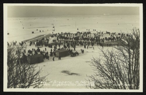 Eisfest in Bregenz, 17. Febr. 1929 auf dem zugefrorenen Bodensee