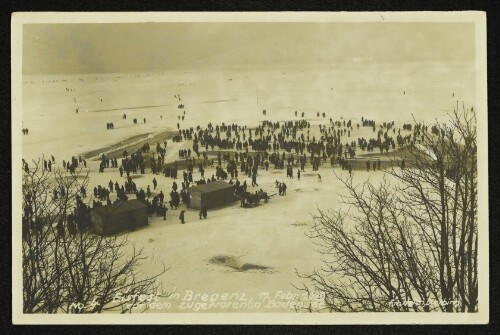 Eisfest in Bregenz, 17. Febr. 1929 auf dem zugefrorenen Bodensee