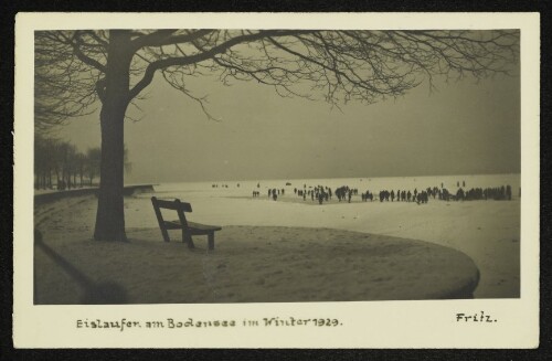 Eislaufen am Bodensee im Winter 1929