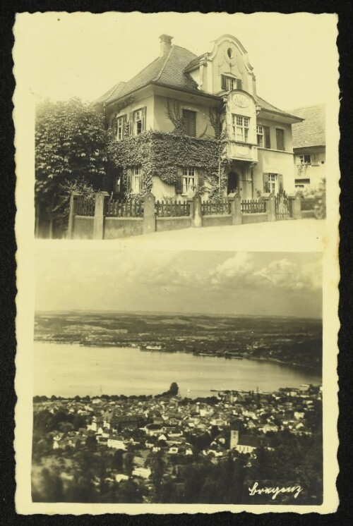 Bregenz, Pfarrhaus Kolpingplatz 1 und Ortsansicht mit Bodensee