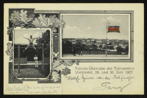 Fahnen-Übergabe des Turnverein Vorkloster, 29. und 30 Juni 1907