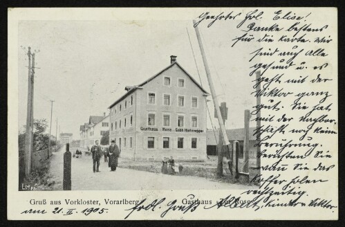 Gruß aus Vorkloster, Vorarlberg. Gasthaus  Zur Rose 