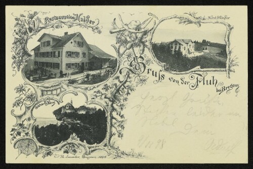Gruss von der Fluh bei Bregenz : Restauration Halder, Gebhardsberg, Hotel Pfänder