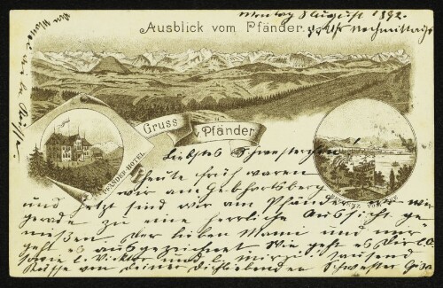 Ausblick vom Pfänder. Gruss v. Pfänder