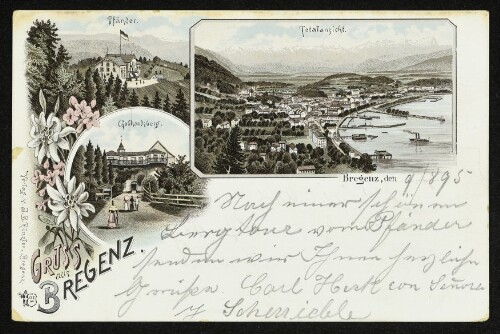Gruss aus Bregenz. Pfänder. Gebhardsberg. Totalansicht