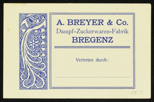A. Breyer & Co., Dampf-Zuckerwaren-Fabrik Bregenz