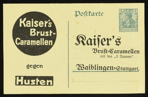 Werbepostkarte für Kaiser's Brust-Caramellen
