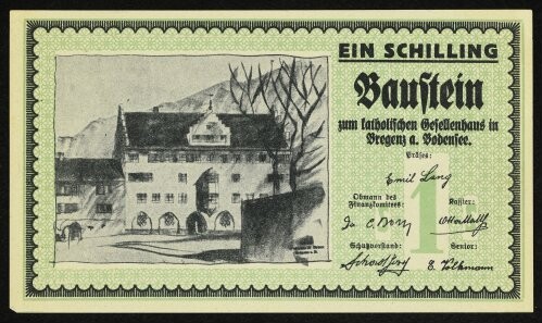 Baustein zum katholischen Gesellenhaus in Bregenz a. Bodensee