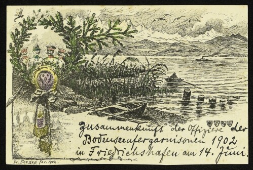 Zusammenkunft der Offiziere der Bodenseeufergarnisonen 1902 in Friedrichshafen am 14. Juni