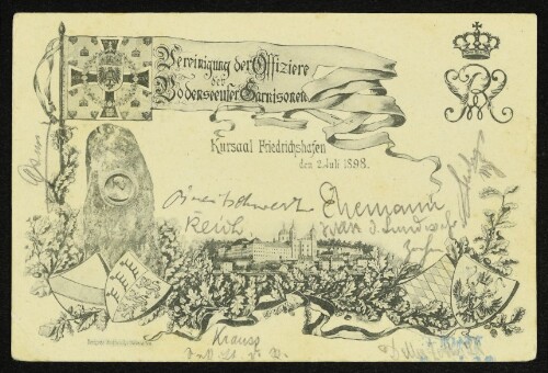 Vereinigung der Offiziere der Bodenseeufer Garnisonen : Kursaal Friedrichshafen den 2. Juli 1898