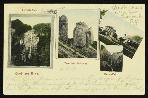 Gruß aus Braz: Berthels-Fall. Turm bei Hinterburg. Mason-Fall