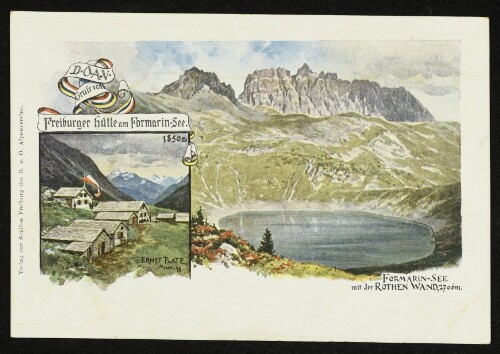 Freiburger Hütte am Formarin-See - Formarin-See mit der Rothen Wand, 2706m.
