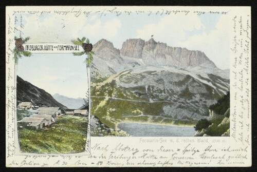 Freiburger Hütte am Formarin-See und Formarin-See m. d. rothen Wand, 2706 m.