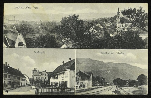 Lochau, Vorarlberg : Dorfpartie : Bahnhof mit Pfänder