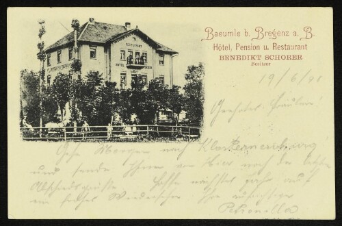 Baeumle b. Bregenz a. B. : Hôtel, Pension u. Restaurant Benedikt Schorer, Besitzer