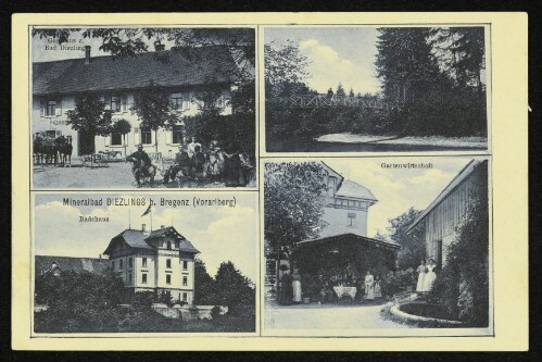 Mineralbad Diezlings b. Bregenz (Vorarlberg) : Gasthaus z. Bad Diezlings : Badehaus : Gartenwirtschaft