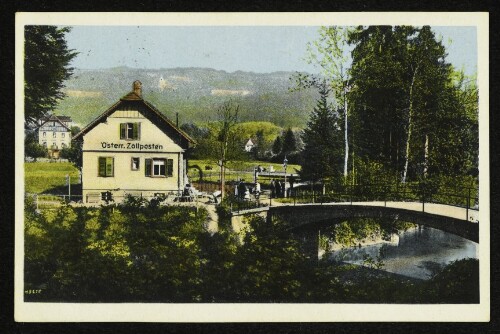 Mineralbad Diezlings, Gemeinde Hörbranz, mit Grenzbrücke u. Zollwachhaus an der österr.-bayr. Grenze