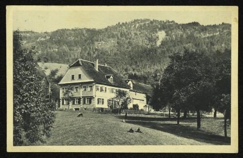 Bauernhaus vor bewaldetem Berghang