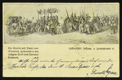 Die Grafen und Ritter von Montfort, Hohenems &c. mit reisigem Troß vom Turniere kommend
