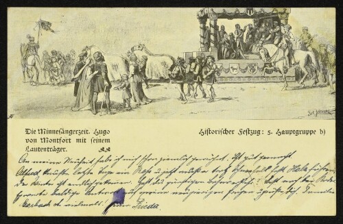 Die Minnesängerzeit. Hugo von Montfort mit seinem Lautenträger