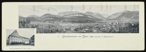 Gesamtpanorama von Bezau (641 m, Luftkurort im Bregenzerwald)