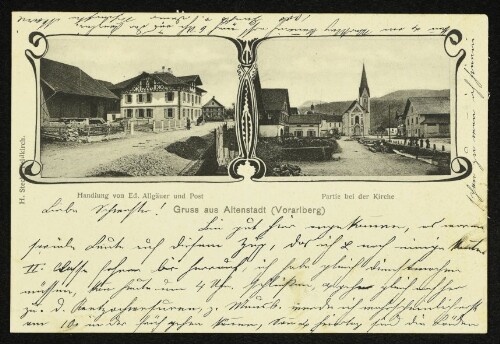 Gruss aus Altenstadt (Vorarlberg) : Handlung von Ed. Allgäuer und Post : Partie bei der Kirche