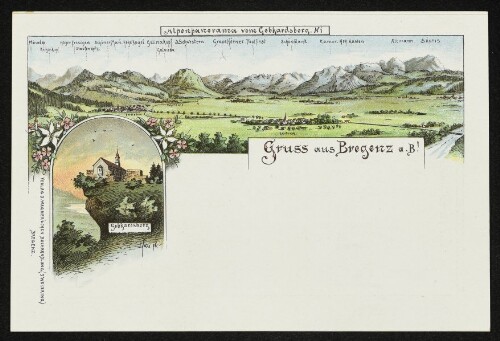 Gruss aus Bregenz a. B.! Alpenpanorama vom Gebhardsberg