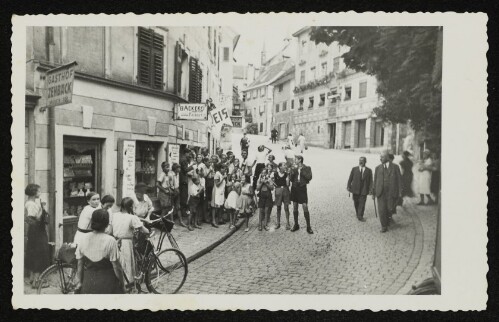 Bregenz, Kirchstraße mit Bäckerei Vochazer