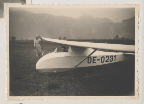 Segelflugzeug GRUNAU BABY am Fluggelände Hohenems