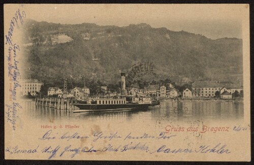 Gruss aus Bregenz : Hafen g. d. Pfänder : [Correspondenz-Karte ...]