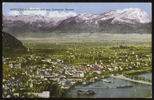 Bregenz a. Bodensee mit den Schweizer Bergen