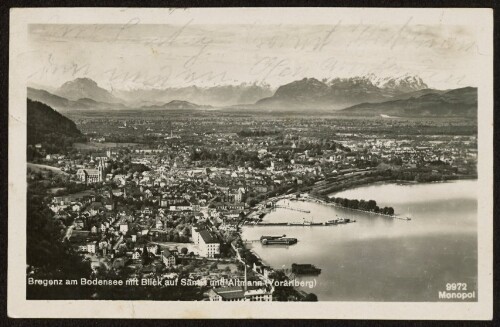 Bregenz am Bodensee mit Blick auf Säntis und Altmann (Vorarlberg)