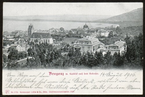 Bregenz m. Ausblick nach dem Bodensee : [Postkarte Weltpostverein ...]