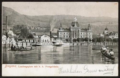 Bregenz Landungsplatz mit k. k. Postgebäude : [Correspondenz-Karte ...]