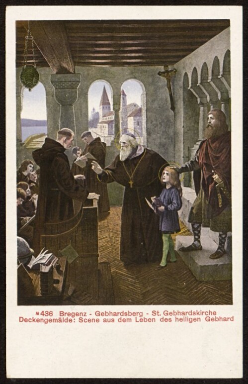 Bregenz - Gebhardsberg - St. Gebhardskirche : Deckengemälde Scene aus dem Leben des heiligen Gebhard